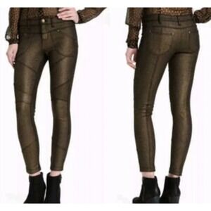 Free People Moto Leggings Metallic bronze  Skinny Pants‎ Designer Size 26